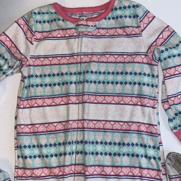 3t carters fleece footed heart pajamas - Picture 2 of 2